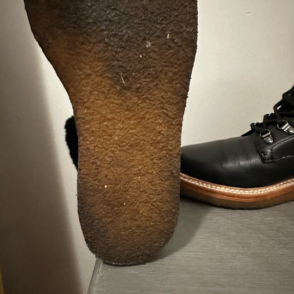 Botkier Black Fur Lined Lace Up Boots with Brown Sole - Picture 4 of 7